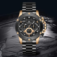 DISKON  Evans Jayden Jam Tangan Pria 9838 Rantai Stainless Steel Kaca Sapphire Chronograph Water Res