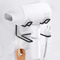 VEKE Stainless steel hair dryer holder wall mounted for bathroom Organizer , dyson storage rack stand hair dryer tool holder