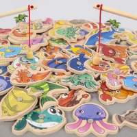 Montessori brinquedos de pesca para crianças, magnético, vida marinha, Cognition Fish Games, interativo pai-filho, brinquedo edu