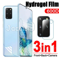 3IN1 Hydrogel Film For Samsung Galaxy S20 Ultra S20+ Screen Protector+Back Cover Safety Film+Camera Glass S 20 S20Ultra Gel Fim