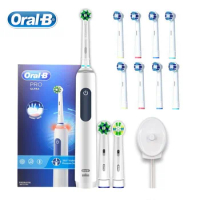 Oral B Pro 4 Ultra 3D Electric Toothbrush Smart Pressure Sensor Timer 30s Reminder Waterproof 8 Gift Replaceable Brush Refill
