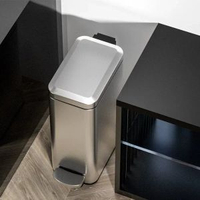 批發不鏽鋼夾縫垃圾桶家用腳踏衛生間帶蓋垃圾筒廚房客廳緩降