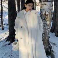 2023 Autumn Winter Long Coat Woman Faux Fur Coat Women Warm Ladies Fur Teddy Jacket Female Plush Teddy Outwear