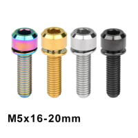 Weiqijie 6Pcs Titanium Bolt M5x16mm 18mm 20mm Titanium Ti Bicycle Stem Screws with Washer for Bicycle Accessory