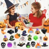 Halloween Party 10Pcs Novel Halloween Squeeze Stress Relief Toy Random Style Ghost Bat Pumpkin Squeeze Vent Toy