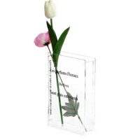 Glass Book Vase Acrylic Store Book Vase For Flowers Aesthetic Room Decor Vase Artistic Cultural Flavor Unbreakable Vase Book