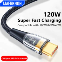 120W 6A Fast Charge Type C Cable USB C Phone Charger Data Cord For Xiaomi Samsung Huawei 1M/1.5M/2M Quick Charge USB Type C Wire