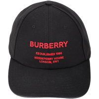 BURBERRY Horseferry 刺繡字母棉質棒球帽(黑色)