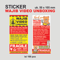 STICKER WAJIB VIDEO UNBOXING FRAGILE (100 pcs) uk. 5 x 10,5 cm
