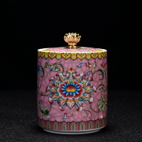 陶瓷琺瑯彩茶葉罐大號琺瑯彩儲物罐青花瓷普洱茶儲物密封盒醒茶罐