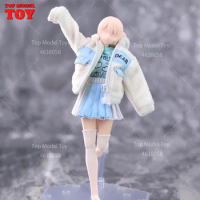 HASUKI CS004 1/12 ScaleFemale Winter Lambswool Jacket T-shirt Pleated Skirt Set Clothes Model for 6'' Girl Soldier Action Figure