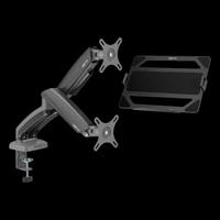 เซ็ต Ergo Monitor Arm Cybot สีเทา แขนจับจอคอม มาพร้อม แท่นวางโน็ตบุ๊ค แลปท็อป Lunio Ergo Cypad สีดำ 