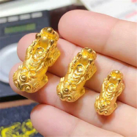 Pure 999 24K Yellow Gold Men Women Dragon Son Pixiu Bead Pendant