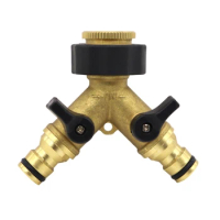 2 Way Garden Hose Splitter with Valves Connector for Water Tap Washing Machine 45BE