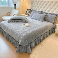 Luxury Bedspread on the bed plaid velvet bed cover ruffle Mattress topper Stitch Bedspreads for bed Double bed sheets blanket