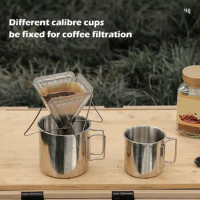 Outdoor Stainless Steel Coffee Filter Holder Folding Portable Reusable Coffee Baskets Stand Drink Cup Dripper Camping Tableware