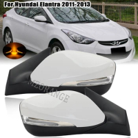 For Hyundai Elantra 2011 2012 2013 Side Rearview Mirror Cover Driving Door Wing White 6 Wires Heated Assembly Car Accsesories