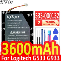 3600mAh KiKiss Powerful Battery 533-000132 for Logitech G533 G933 High Capacity Batteries Batterie Bateria + Gift Tools