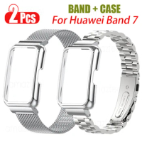 For Honor Band 7 Strap + Case Protector For Huawei Band 6 Pro 7 Metal Stainless Steel Wristband For Honor Band 6 Cover frame