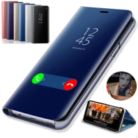 Mirror Flip Case For Samsung Galaxy S22 S23 Ultra S20 S21 FE S10 Plus Note 10 20 A52 A53 5G A51 A32 4G A54 A71 A13 A33 A12 Cover