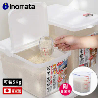 【日本INOMATA】掀蓋式透明儲米箱附量米杯(5KG/10KG)-10KG