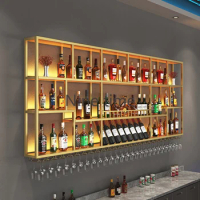Industrial Retail Wine Cabinets Wall Mounted Display Whisky Unique Bar Cabinet Traditional Shelf Barra De Vino Hotel Furniture