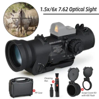 RifleScope 1.5-6x DOC3 HD Fixed Dual Field of View Red Illumination Scope Sight 1000G with Full Markings for Airsoft Hunting