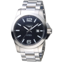 LONGINES浪琴 Conquest征服者300米機械錶-黑/43mm