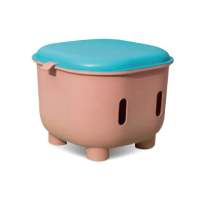 【生活良品】超萌童趣撞色多功能玩具儲物整理箱收納椅凳桌(35L大容量-藍蓋粉箱)