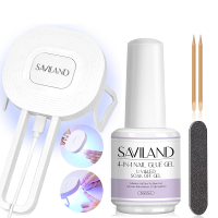 SAVILAND Gel X Nail Glue with Lamp 4-in-1 U V Nail Glue Gel DUO 15 ML for Nail Tips and U V Nail Lam
