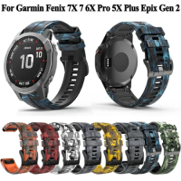 22 26mm Silicone Quick Release Watch Strap Band For Garmin Fenix 7 7X 6 6X Pro 3 3HR 5 5X Plus EPIX Easyfit Wristband Bracelets
