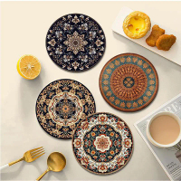 Bohemian light luxury insulated placemats, vintage coasters, round high-end home dining table access