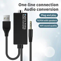 Audio Converter Cable Compact DAC 3.5mm Jack USB Decoder Audio Adapter Widely Compatible PVC Audio Converter Cord for TV