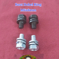 Baut Dobel ring Bolt Double Waser M6x8mm Lebar Ring 10mm + Ring per Tebal ring 1mm Baut Universal