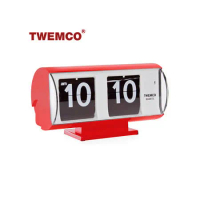 【TWEMCO】復古收藏 圓筒造型翻頁鐘\桌鐘 QT-30T 紅色