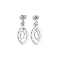 18K White Gold (1.55g) Teardrop Dangle Earrings