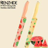 RZD 8 Inch Slicing Chef Knife Stainless Steel Watermelon Paring Fruit Utility Knife Ham Pork loin Turkey Breast Home Resturant
