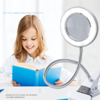 LED Table Lamp 5V Switch USB Clip Light 8X Magnifier Portable Nail Beauty Light Makeup Equipment Tool Eye Care Reading Light