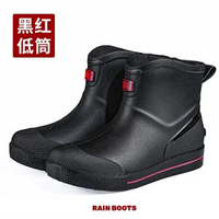 時尚短筒水鞋男低筒工作鞋低幫防滑廚房鞋耐磨膠鞋釣魚鞋防水鞋