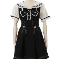 Japanese Liz Sailor Collar Turn-down Collar Bandage Lolita Dresses New Summer Girl's Mine Mass-Produ