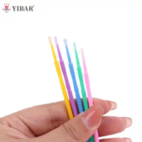100pcs Touch Up Paint Micro Brush Large 2MM/Small 1MM Tips - Yellow Plastic Micro Applicators 100mm Car Cleaning Tools