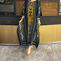 Baju Kaftan Lebaran Tenun Etnik Motif Asmat - Kaftan Tenun Wanita - Kaftan Muslimah - Kaftan Wanita