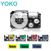6/9/12mm XR12WE Label Tape XR-12WE XR-9WE XR-6WE Cartridge for Casio KL-60 KL-100 120 KL-60SR 820 Label Maker
