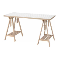 LAGKAPTEN/MITTBACK 書桌/工作桌, 白色 碳黑色/樺木, 140x60 公分