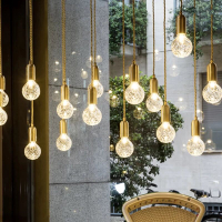北歐吧臺吊燈后現代床頭咖啡廳過道日式簡約創意黃銅玻璃餐廳燈具