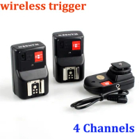 Universal 4 Channels Transmitter Wireless Radio Flash Trigger Set with 2 PT-04GY Receivers Camera PC Sync Cord for Studio Flash