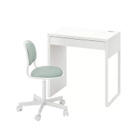 MICKE/ÖRFJÄLL 書桌及椅子, 白色/淺綠色