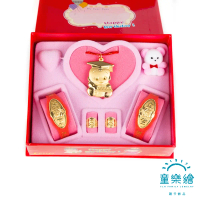 【童樂繪金飾】兒童黃金彌月禮盒5件組 重0.5錢 (彌月金飾 彌月禮)-女寶寶