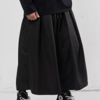 Yamamoto Style Wide-Leg Pants Large Men's Dark Casual Cropped Japanese Culottes Samurai