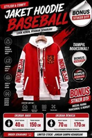 Jaket Pria Kemerdekaan Indonesia Baseball Hoodie Tebal Anak Dan Dewasa Harga Hemat - Garuda Indonesi